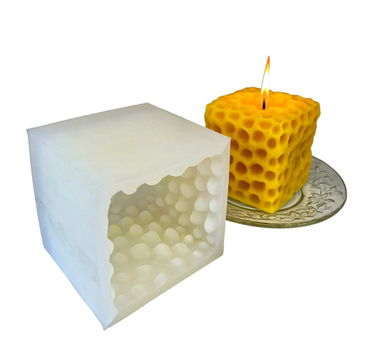 4” big silicone honeycomb pillar candle mold - square cylinder mold - candle soap resin concrete mold - homemade