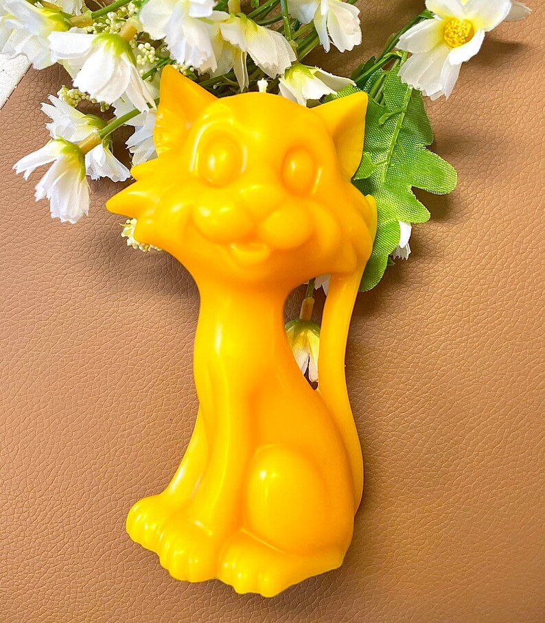 5” 3D Silicone cat kitty feline mold - pillar candle candle - soap lotion bar resin mould - pussy cat mold - homemade