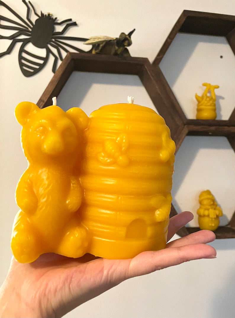 Big Silicone bear and beehive mold - honeybee candle soap mold - homemade
