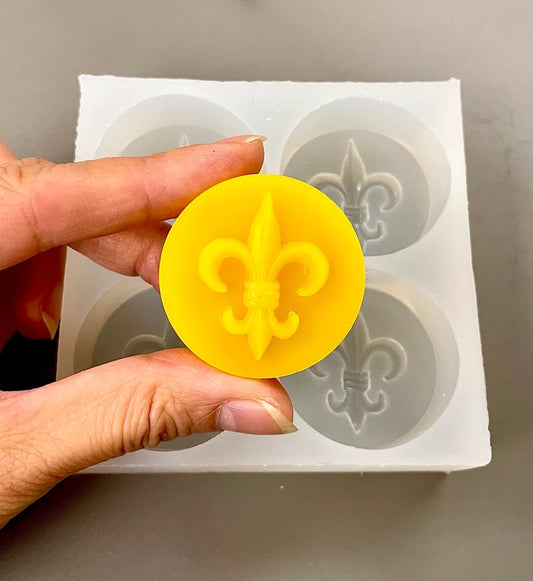 Silicone Fleur-De-Lis Tealight candle Mold - 4 cavities - wax melt lotion bar soap mold - lily symbol resin mold