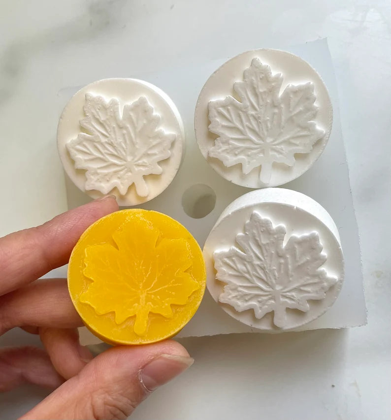 Silicone maple leaf Tealight candle Mold - 4 cavities - wax melt lotion bar soap mold - resin mold - chocolate mold