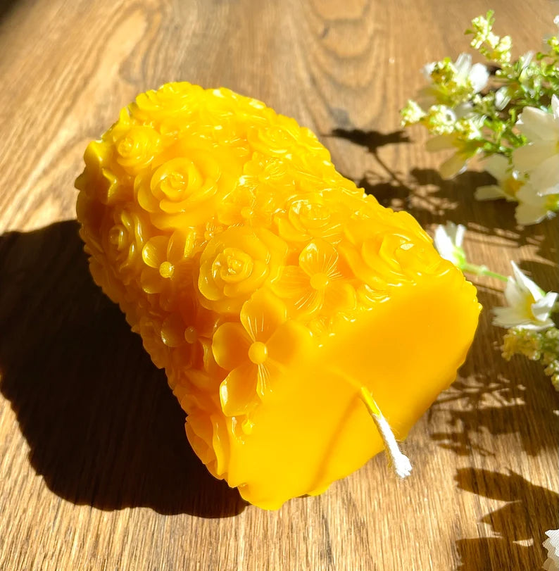 100% pure beeswax flower pillar candle - flower bouquet candle gift - wedding candle favors - gift for her - Mother’s Day gift