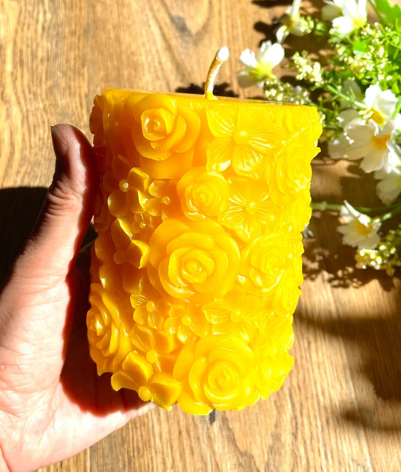 100% pure beeswax flower pillar candle - flower bouquet candle gift - wedding candle favors - gift for her - Mother’s Day gift