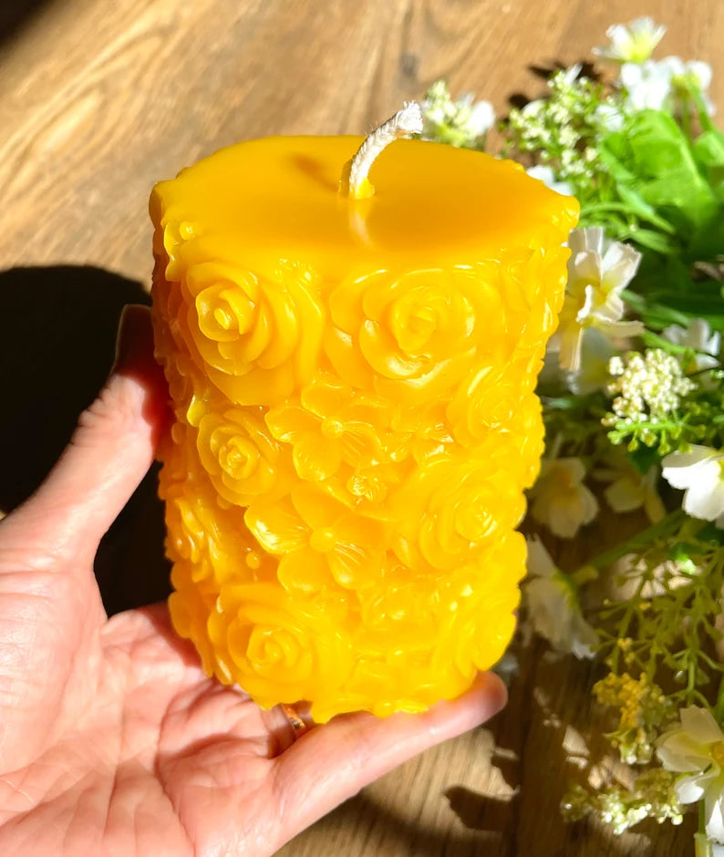 100% pure beeswax flower pillar candle - flower bouquet candle gift - wedding candle favors - gift for her - Mother’s Day gift