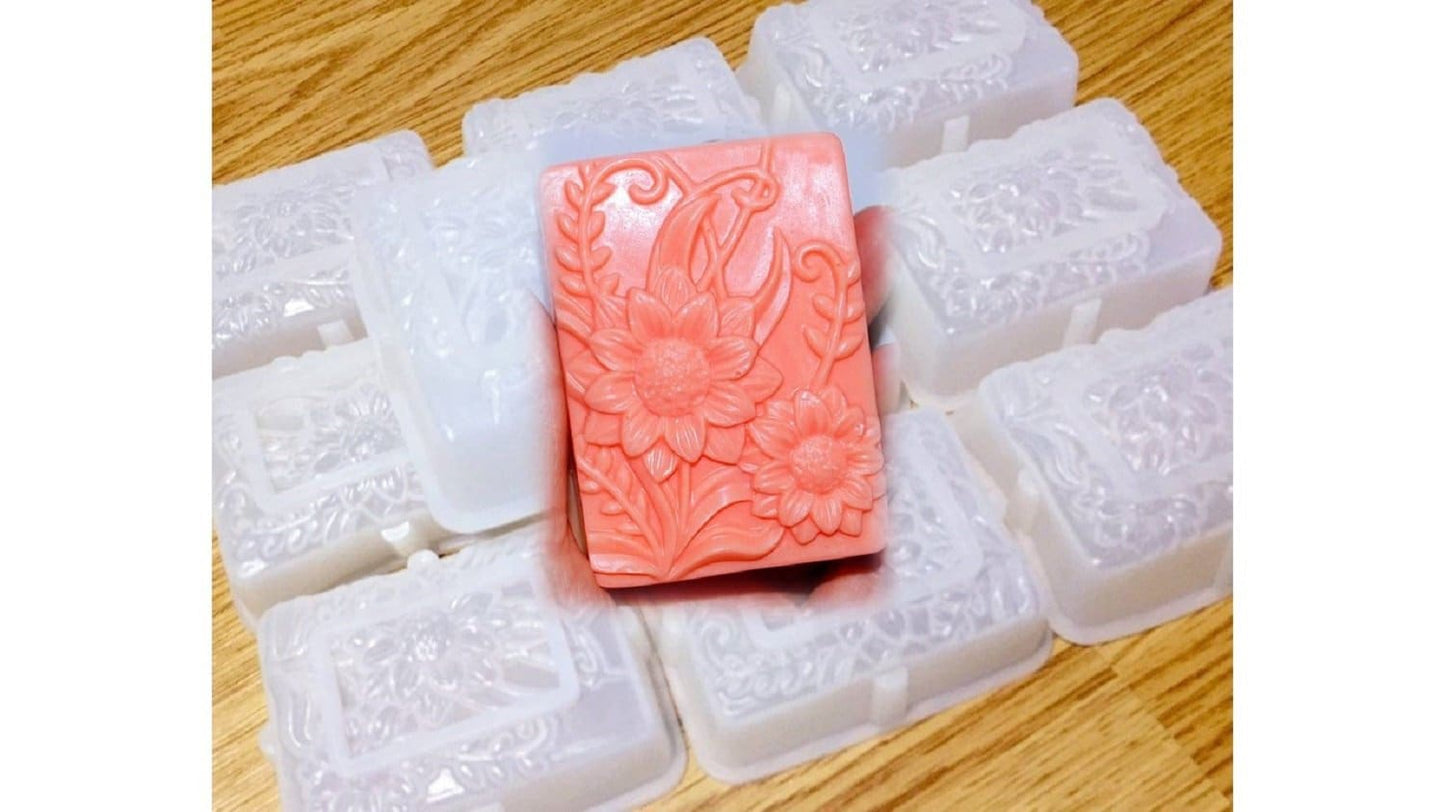 10 Silicone flower soap candle molds - single cavity