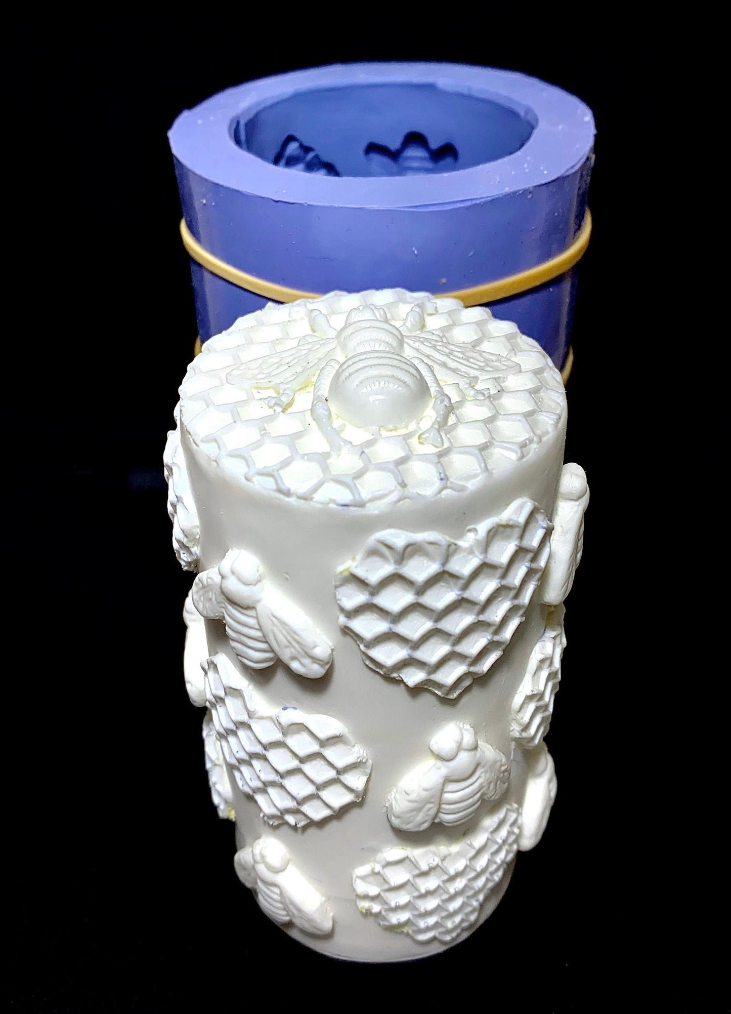 Silicone honeybee Pillar candle Mold - honeycomb  - homemade 4”