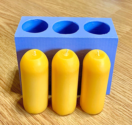 Silicone flat top emergency taper candle Mold - 3 cavities - candle lantern mold - homemade - handmade - easy release