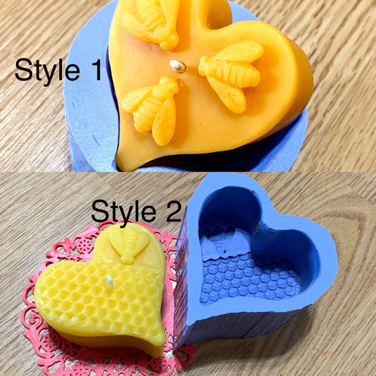 Silicone Honeybee soap candle Mold - honeycomb Mold - Bee on my heat - homemade