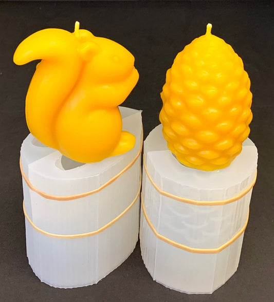 3D Silicone pine cone squirrel candle Soap Mold - resin mold - 3”