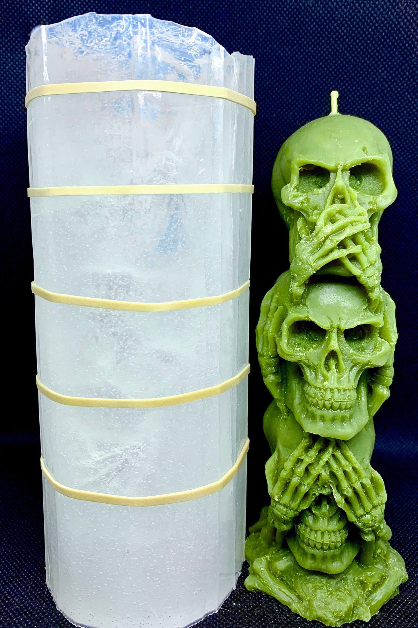 3D Silicone skull Mold - 3 skull heads - skull tower - candle soap resin mold - homemade - halloween candles - 6.5"