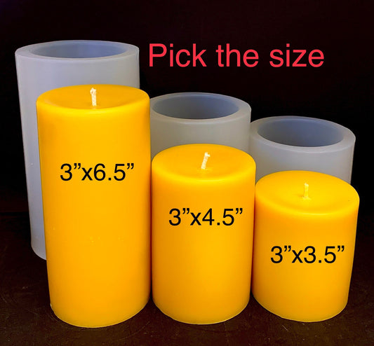 Silicone pillar candle Mold - soap resin mold - 3'' wide
