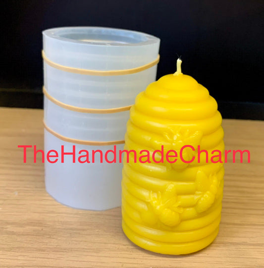 4” Silicone honeybee skep candle Mold - beehive mold - honeybee candle soap mold - pillar candle mold - homemade