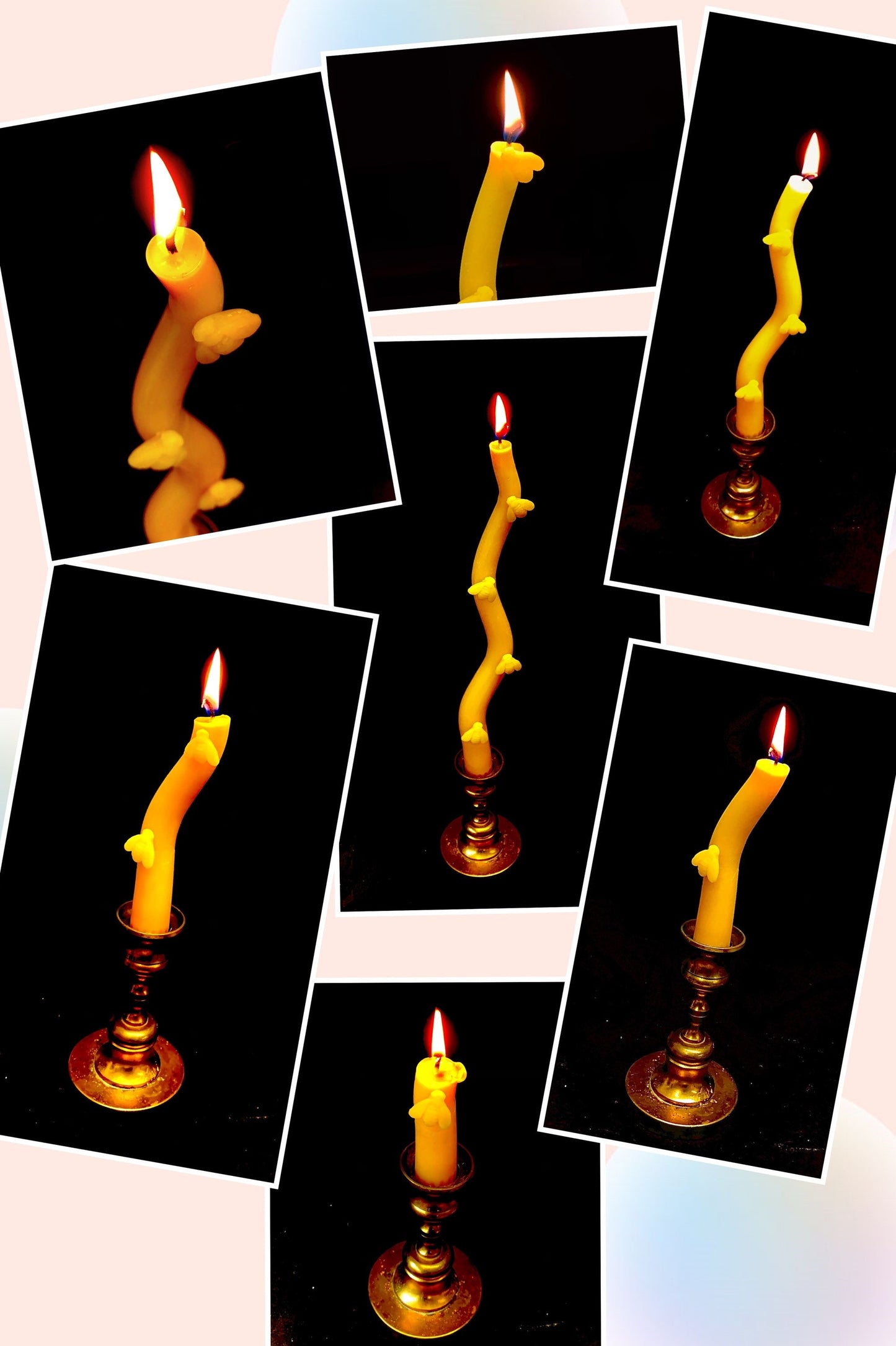 2 Beeswax taper candles - candle pair - Pure beeswax dinner candles - dripless candles - dancing bee taper - decorative candles - 11.5”
