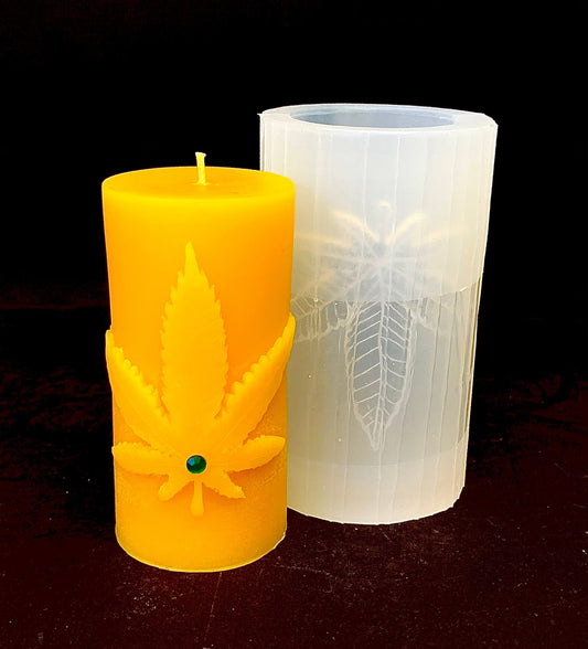 4” Silicone Mold with marijuana leaf - pillar candle - pot leaf - homemade