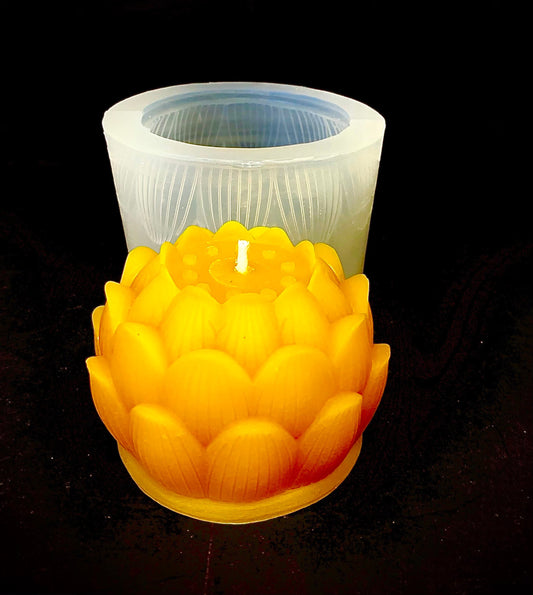 3D silicone Lotus flower candle mold - lotus soap resin mold - homemade silicone pillar candle mold