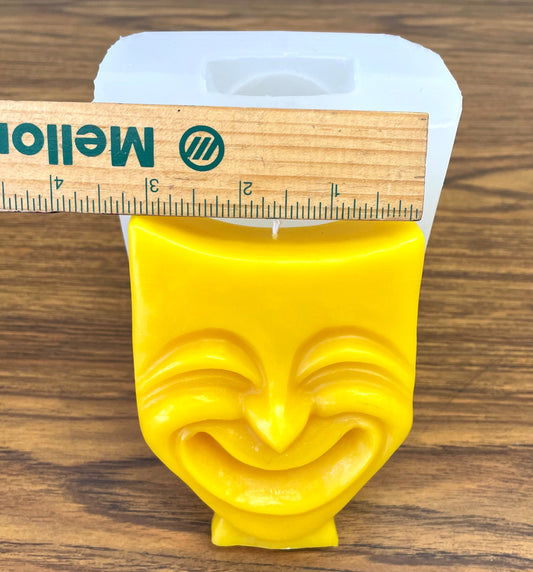 3D silicone two faced candle mold - homemade mold - smile now cry later mask mold - Mardi Gras craft