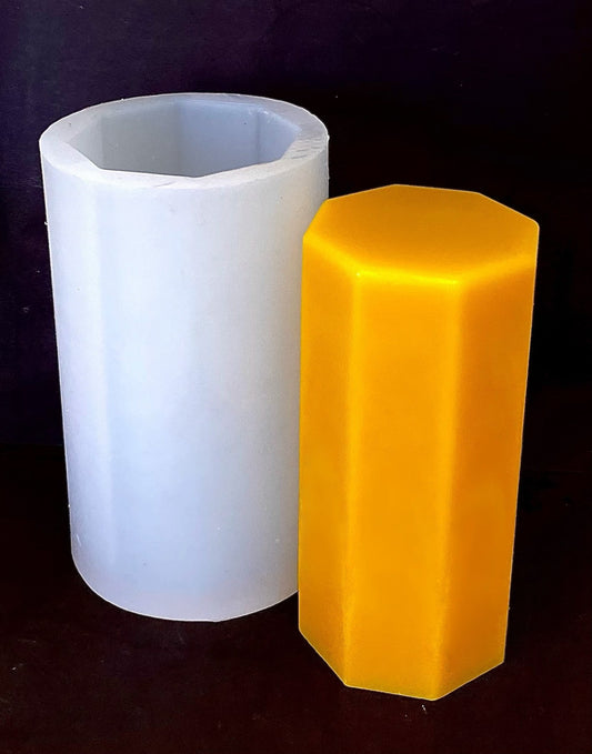 Silicone pillar octagonal candle Mold - soap resin mold - 3'' wide