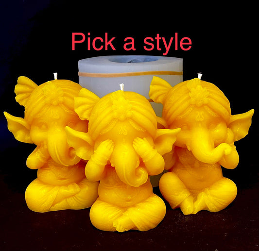 3D Silicone elephant Mold - Ganesha mold - Indian elephant God - resin soap mould - 3.75”