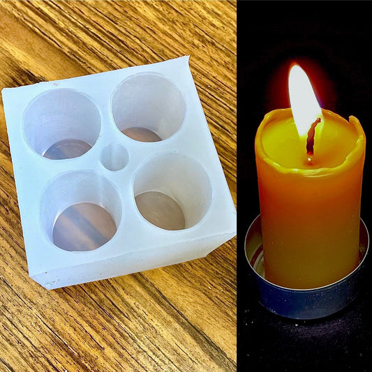 silicone taper candle mold - pillar cylinder candle - 4 cavities - mini pillar  - homemade