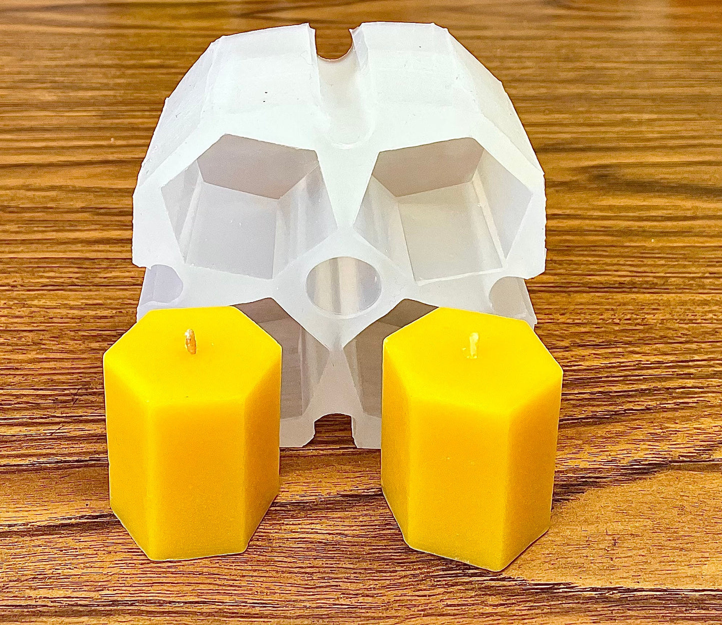 silicone hexagon votive candle mold - hexagonal mold - votive candle making mold - 4 cavities