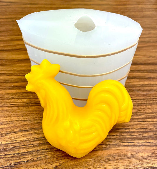 3D Silicone rooster candle soap mold - chicken mold - pillar candle - lotion bar mould - resin mold - homemade - 4”