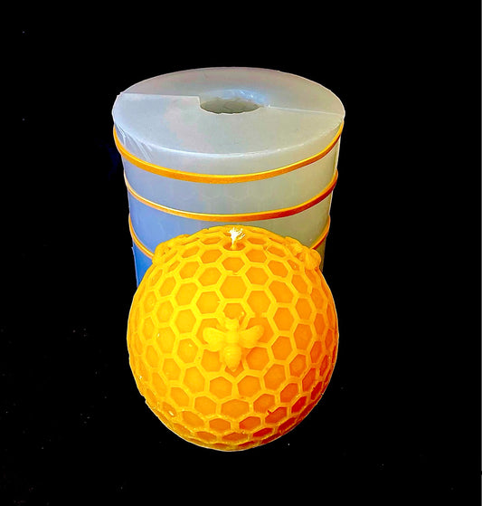 3D silicone Honeycomb honeybee sphere ball candle mold - 3D bee ball mold - homemade mold - 3”