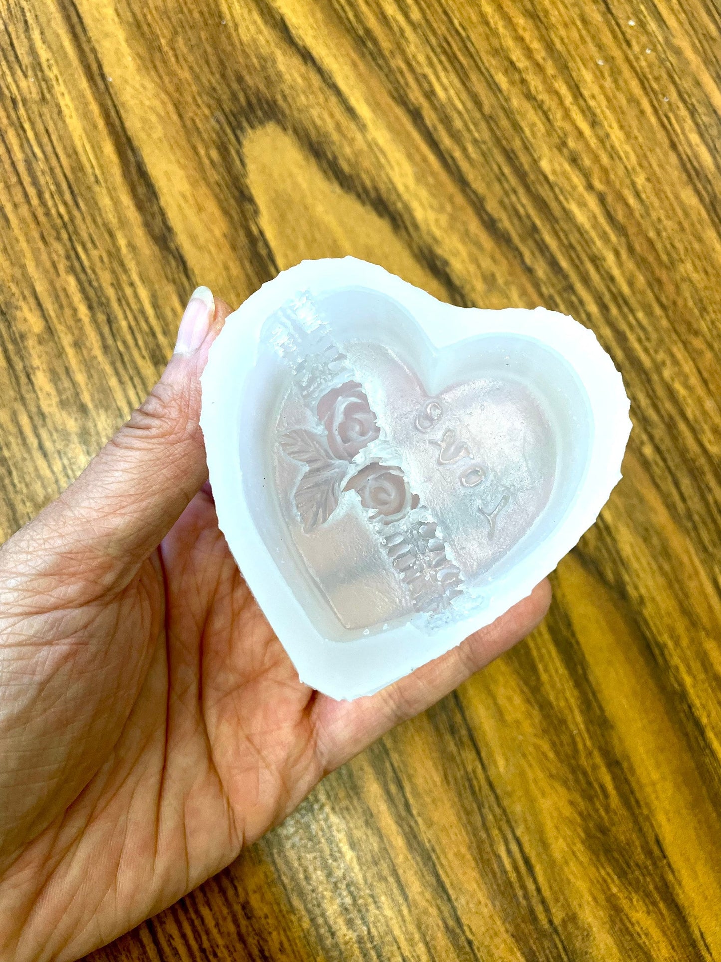 silicone heart mold - candle resin soap mold - Valentine candle mold - Guest soap - rose heart - 2”