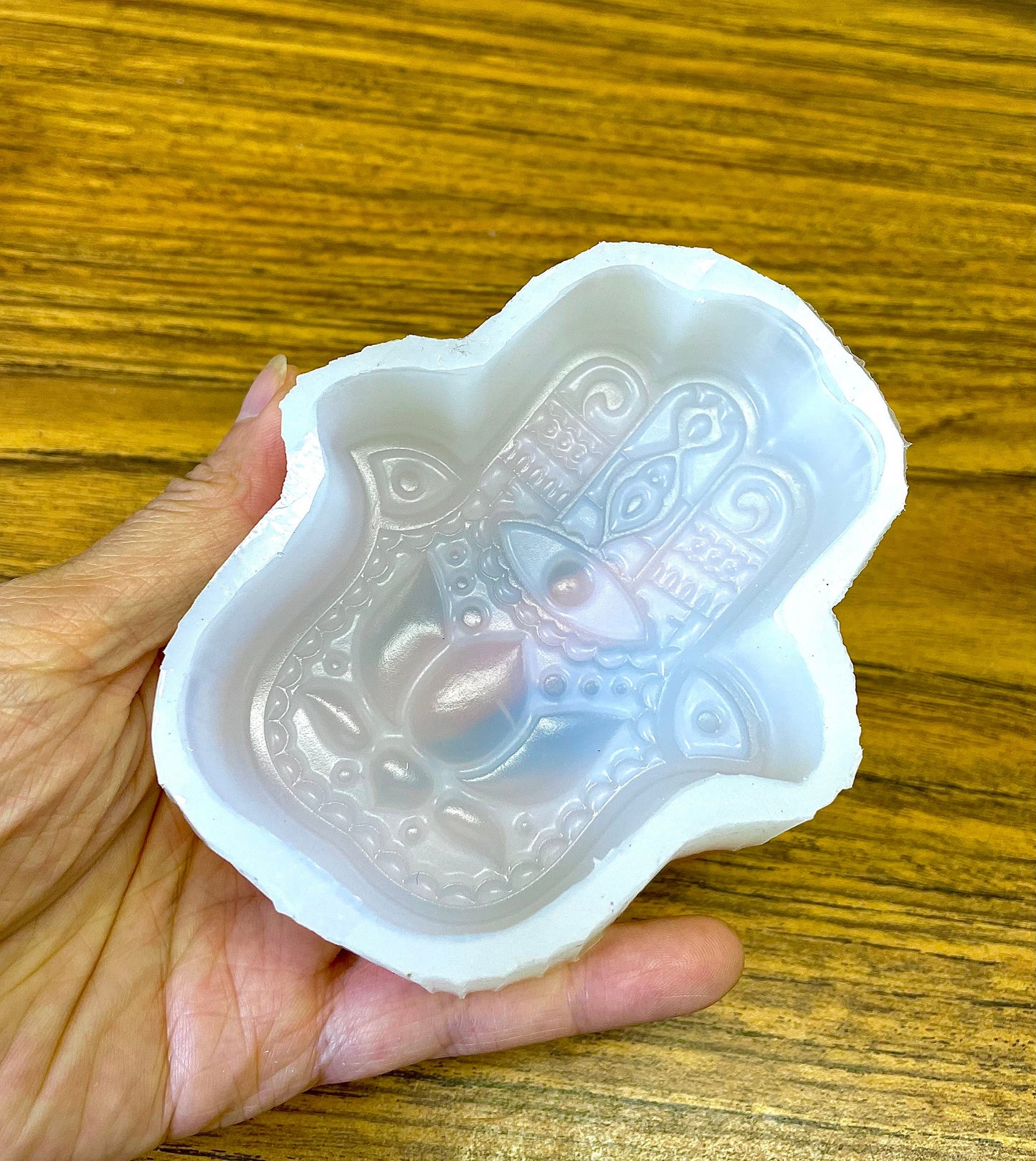 Style 2 Silicone Hamsa hand mold 3.5” - soap resin wax mold - ornament lotion bar mold - food grade