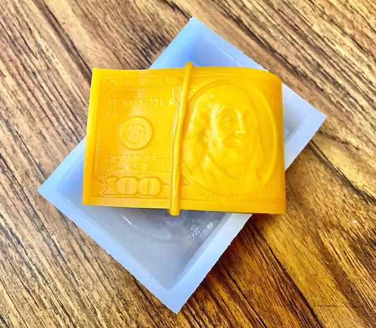 Silicone US 100 dollar bill money mold - soap resin wax mold - the Benjamin mold - lotion bar mold - food grade