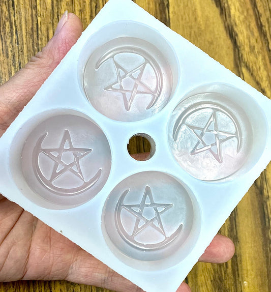 Silicone pentagram Tealight candle Mold - chakra spell candles - wax melt lotion bar soap mold -  resin mold - pentagram charm pendant mold