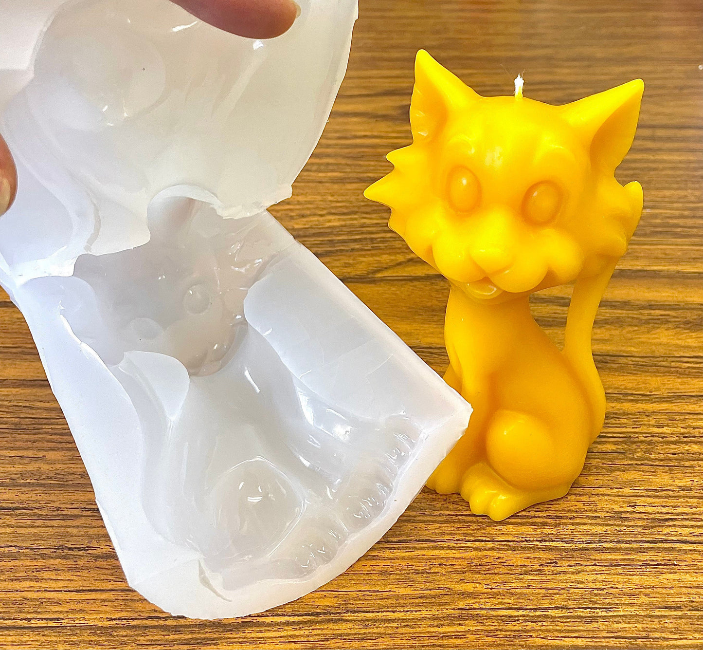 5” 3D Silicone cat kitty feline mold - pillar candle candle - soap lotion bar resin mould - pussy cat mold - homemade