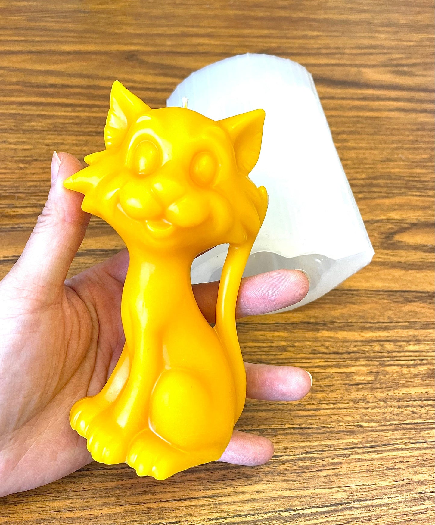 5” 3D Silicone cat kitty feline mold - pillar candle candle - soap lotion bar resin mould - pussy cat mold - homemade