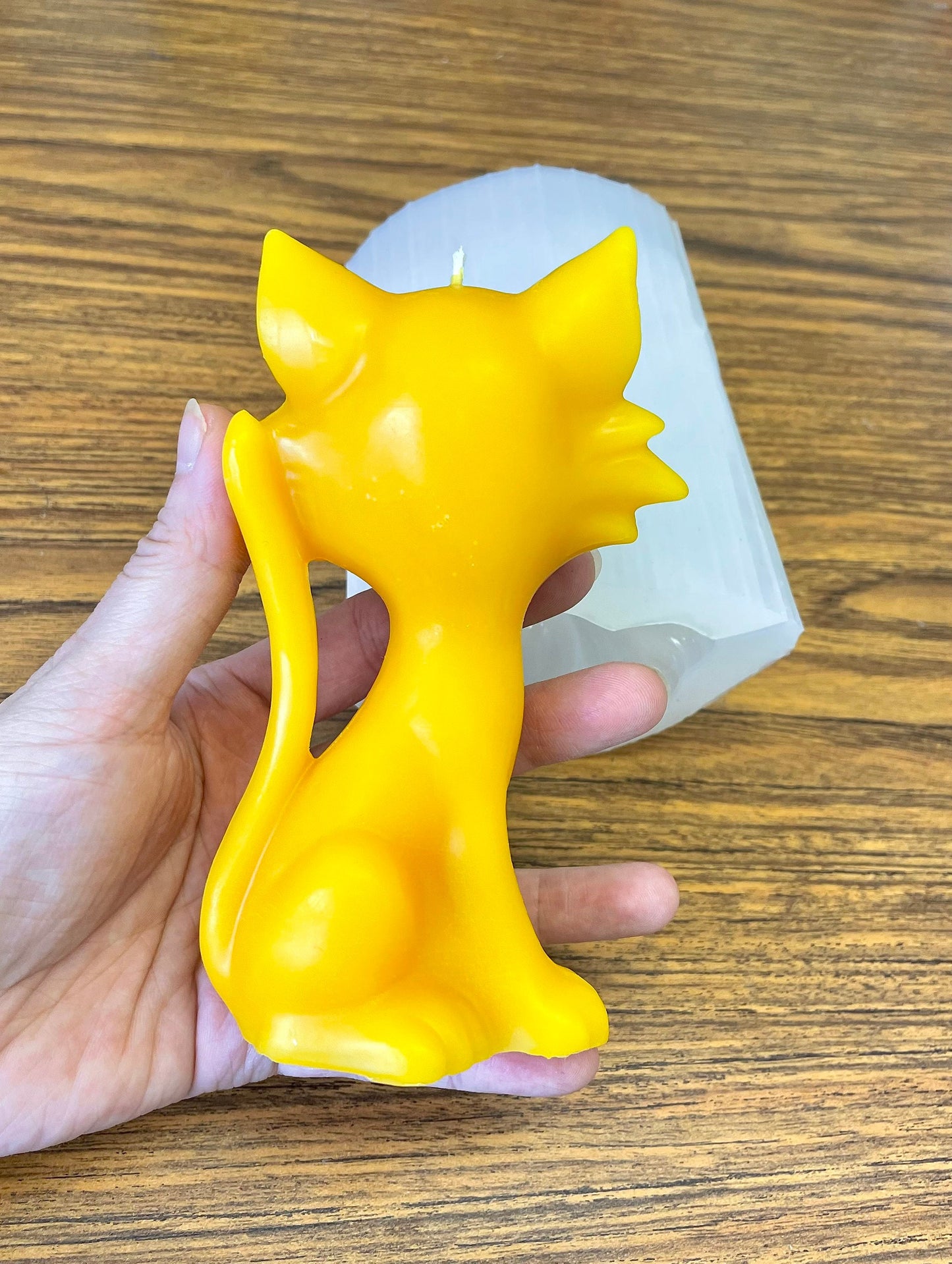 5” 3D Silicone cat kitty feline mold - pillar candle candle - soap lotion bar resin mould - pussy cat mold - homemade