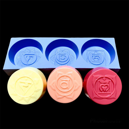 silicone chakra soap candle mold - 3 cavities - symbol mold - resin mould - homemade