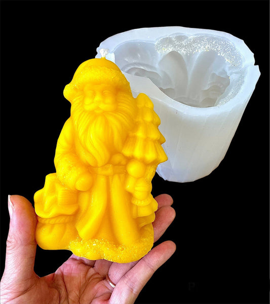 4.5” Silicone Santa Claus Mold - 3D candle soap resin mold - Christmas holiday candle mold - food grade