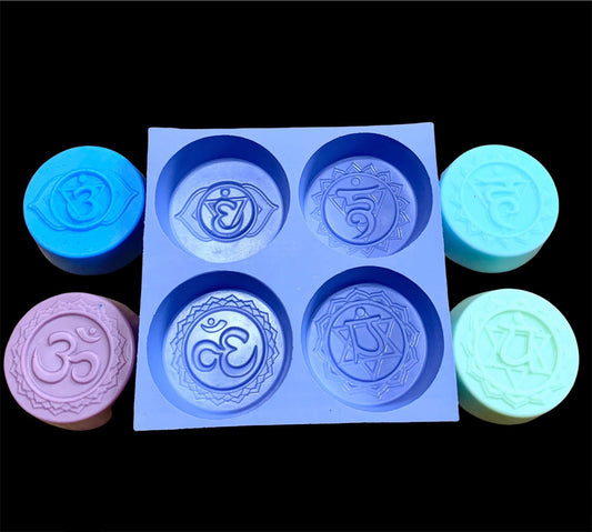 silicone chakra soap candle mold - 4 cavities - yoga symbol mold - resin mould - homemade