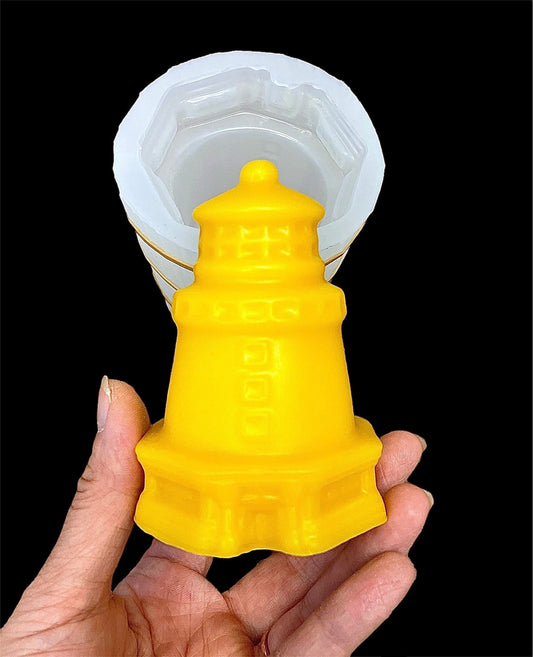 3D Silicone lighthouse Mold - candle soap resin chocolate mold - food grade - 3 1/4”