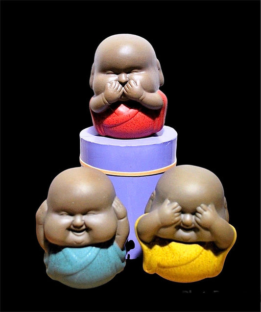 3D Silicone baby monk Mold - Buddha head - Buddha statue - candle - soap - homemade