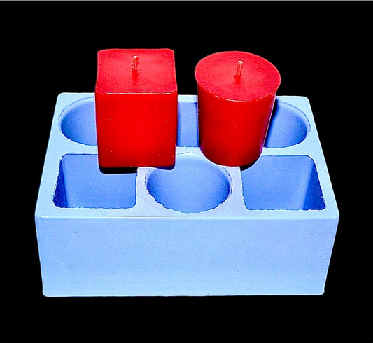 silicone votive candle mold - square candle mold - 6 cavity - silicone soap mold - easy release