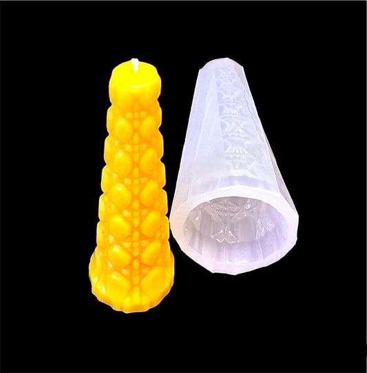 5” Silicone Chrystal tower mold - hexagonal pillar candle mold - 3D candle soap resin mold - unique mold - silicone pillar taper candle mold