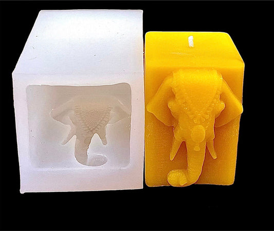 3” Silicone elephant candle Mold - square pillar mold - indian elephant head