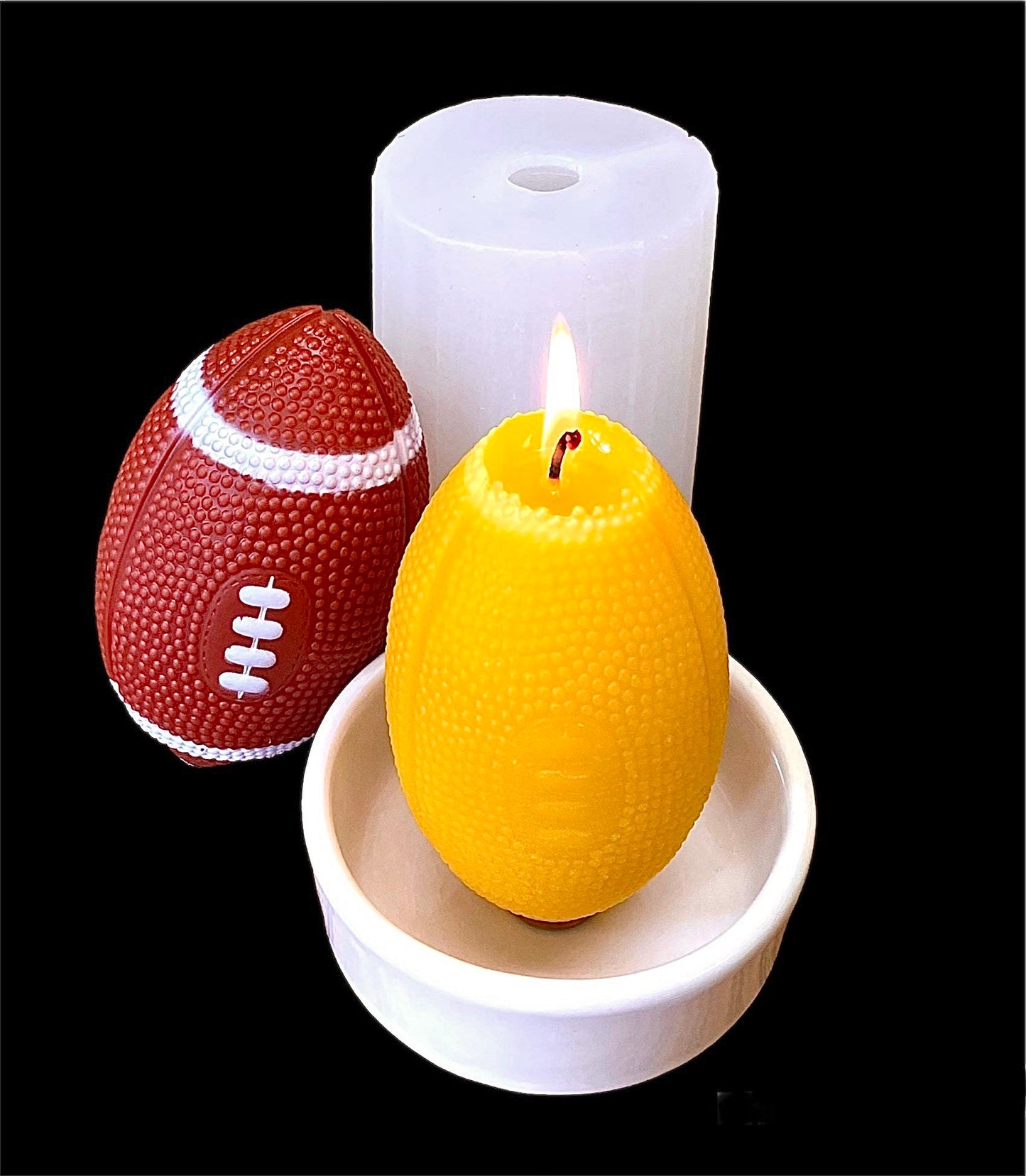 3D silicone football mold - football candle soap mold - ball mold - 4”