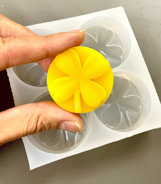 Silicone 4 leaf clover Tealight candle Mold - 4 cavities - wax melt lotion bar soap mold - resin mold