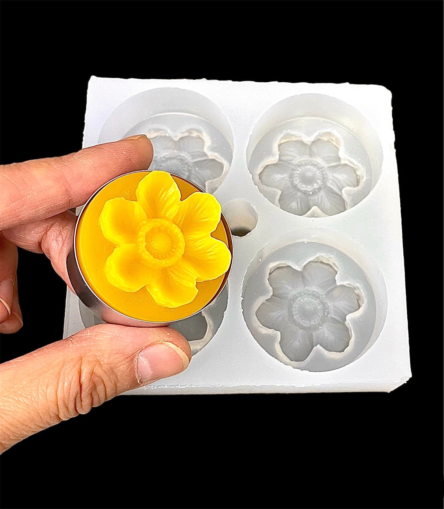 Silicone flower Tea light candle Mold - 4 cavities - wax melt lotion bar soap mold - flower resin mold - wedding shower gift