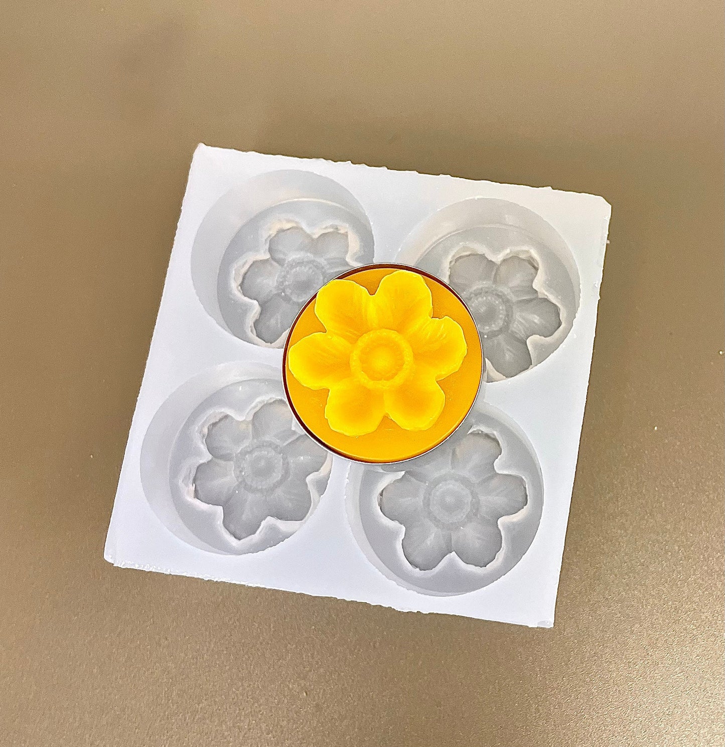 Silicone flower Tea light candle Mold - 4 cavities - wax melt lotion bar soap mold - flower resin mold - wedding shower gift