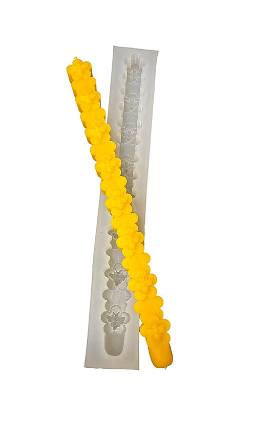 11.5” Silicone honeybee taper mold - single cavity - bee on flower