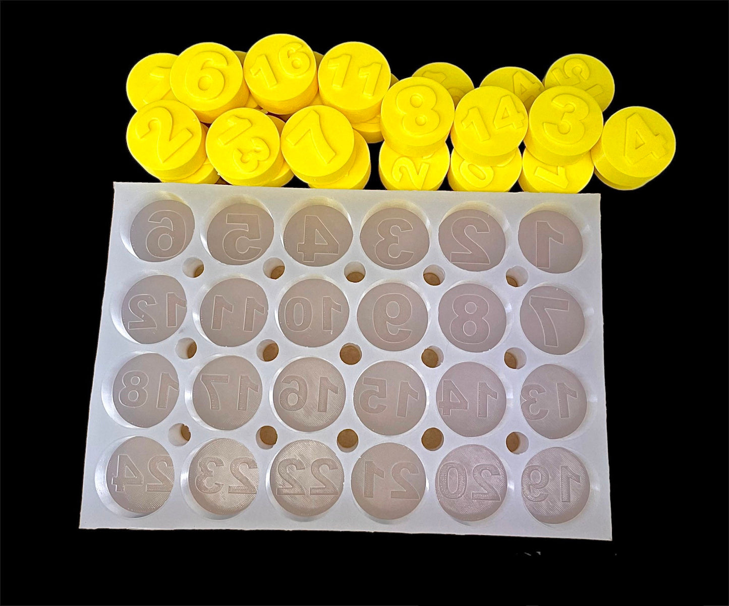 Number Silicone tea light candle mold - 24 cavities-wax melt lotion bar soap resin jewelry mold - chocolate jello mold - adventskalender