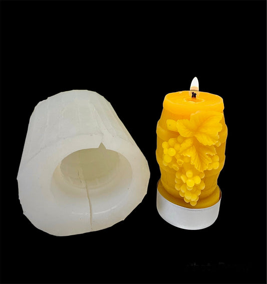 Silicone pillar tealight candle mold - grapes on wine barrel - wine tasting event