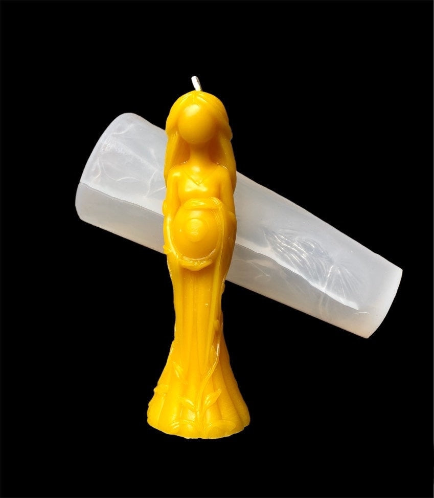 5.5” Silicone triple moon goddess mold - fertility goddess mold - figure mold - wicca pagan ritual candle mold