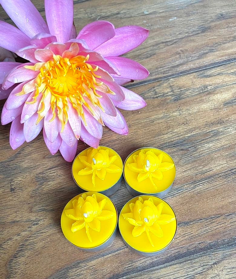 Silicone lotus flower Tealight candle Mold - water lily tea light mold - 4 cavities - wax melt chocolate jewelry mold - ice cube mold